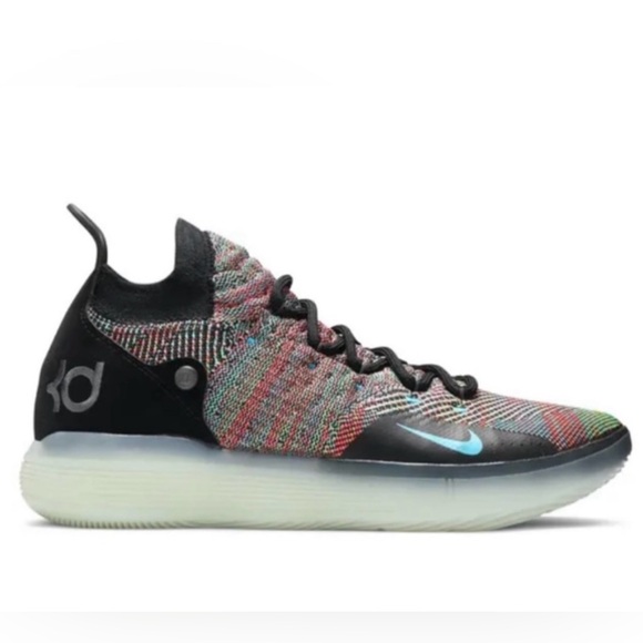Men's Nike Zoom KD 11 EP Athletic Sneaker Shoes Multi Color Rainbow Knit Size 12 - Picture 1 of 13